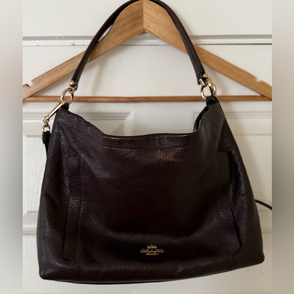 Dark Burgundy Coach Scout Hobo Pebbled Leather Shoulder Bag